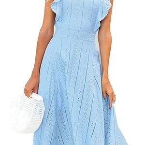 Blue Sleeveless Maxi Sundress for Wedding Guests